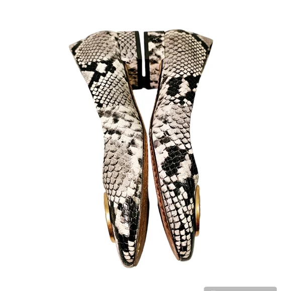 Tory Burch Chelsea Ballet Snakeskin Print Warm Roccia Flats - Picture 6 of 10